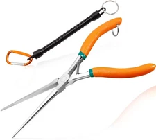 7" Long Reach Needle Nose Pliers Thin Extra Long Serrated Jaw Spring Jewelry Tol