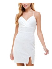 CITY STUDIO Womens Short Dress White Sleeveless Cutout Lace-back Juniors 15