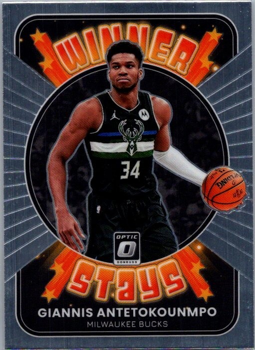 Giannis Antetokounmpo #1 Basketball Cards 2021 Panini Donruss Optic Winner Stays trading card — raw and PSA graded price guide