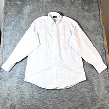 Van Heusen Men's White Regular Fit Wrinkle Free Button Up Down Dress Shirt: L