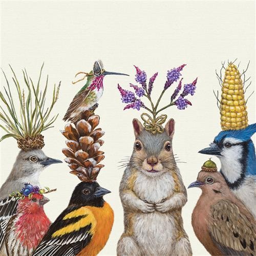 20 Servietten Party Snacks? - Treffpunkt Der Tiere Mit Kopfschmuck 33X33Cm-image