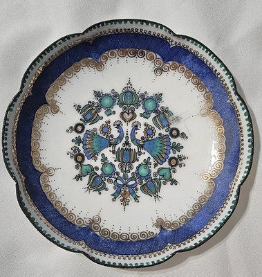 VIntage Arta Austria Enamel-on-metal Trinket Dish Peacock Design 4.5 Inches