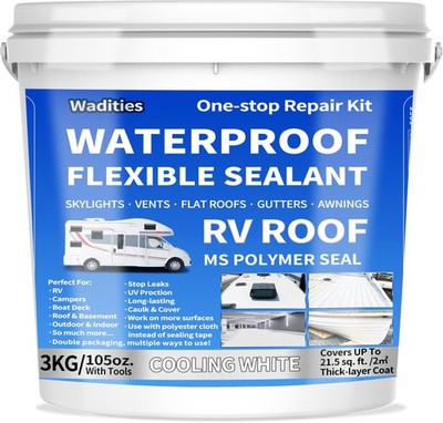 RV Roof Waterproof Flexible Sealant, 105oz White Solar Reflective Sealant, Se...