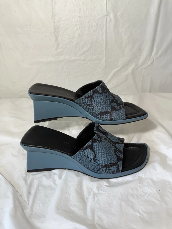 Sandalias Zapatos Enzo Angiolini Talla 7 M AZUL PITÓN GEO WEDGE Foto 4 de 4