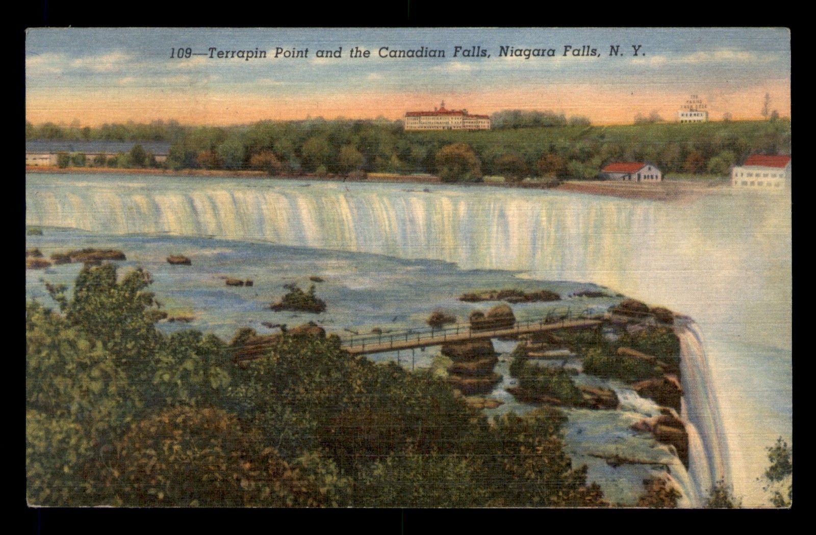 Terrapin Point & The Canadian Falls Niagara Falls New York NY Posted Postcard