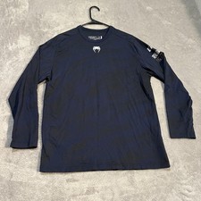 Venum UFC Camicia Uomo Grande Blu Manica Lunga MMA Allenamento Cotone Performance