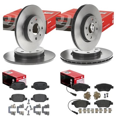 brembo BREMSSCHEIBEN + BELÄGE VORNE + HINTEN passend für FIAT 500 + 500C Cabrio