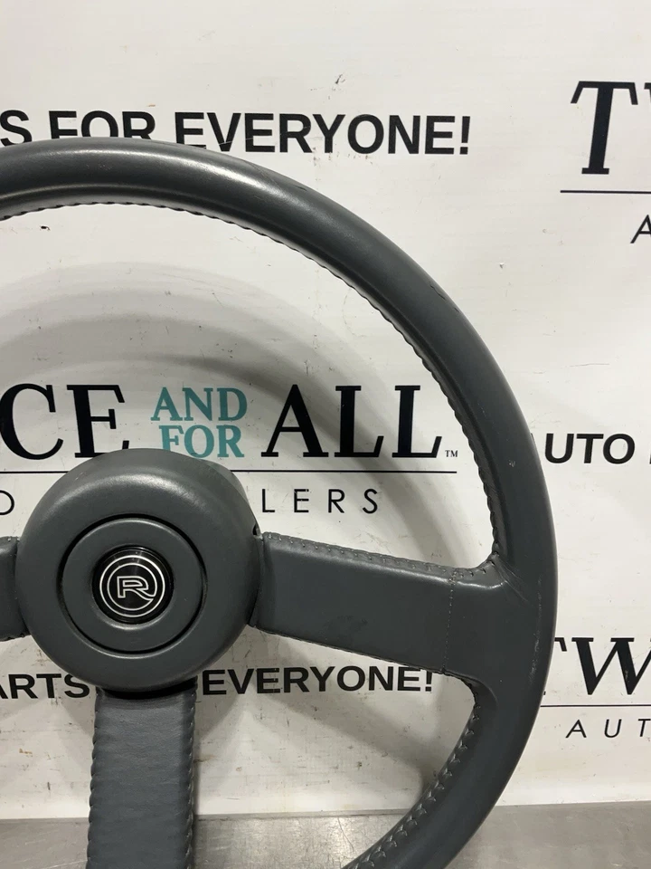 1988-1989 Buick Reatta OEM Gray Leather Steering Wheel 3 Spoke w/ Center Bezel - Image 4 of 4