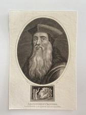 Antique 1807 Engraving of Archbishop Thomas Cranmer – English Reformer & Martyr