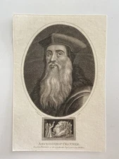 Antique 1807 Engraving of Archbishop Thomas Cranmer – English Reformer & Martyr