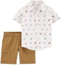Carter's Dinosaur Button Down Shirt Set 2 PC White