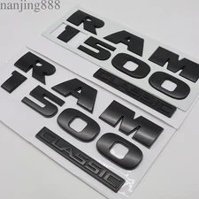 2PCS Set Front Door Letters Emblems Fits for RAM 1500 Classic Badges Matte Black