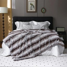 Luxury Thick Plush Faux Fox Fur Throw Blanket Warm Furry Cozy Soft Decorative...