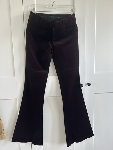 GUCCI BURGUNDY VELVET FLARE LEG PANTS