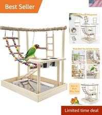 Portable Wooden Bird Playground with Colorful Toys - Climbing Gym for All Birds