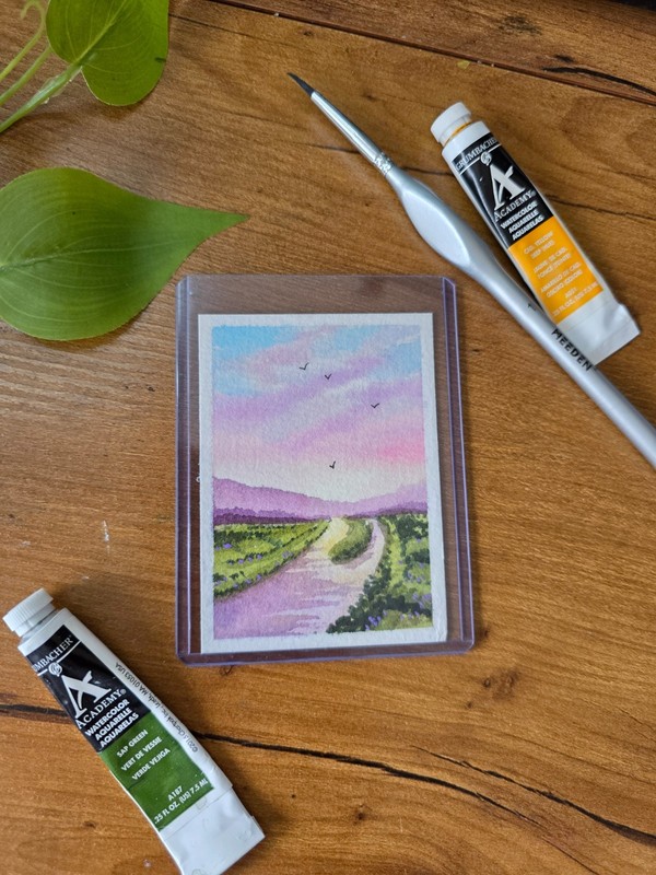ACEO watercolor painting. Original Landscape