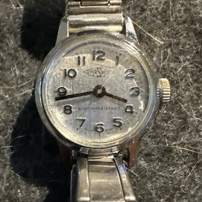 Vintage EverSwiss Ladies Watch, 17 jewels, Manual Wind, Siver Tone, Runs
