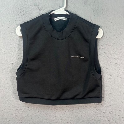 Alexander Wang T Womens Size Small Black Sleeveless Crop Top