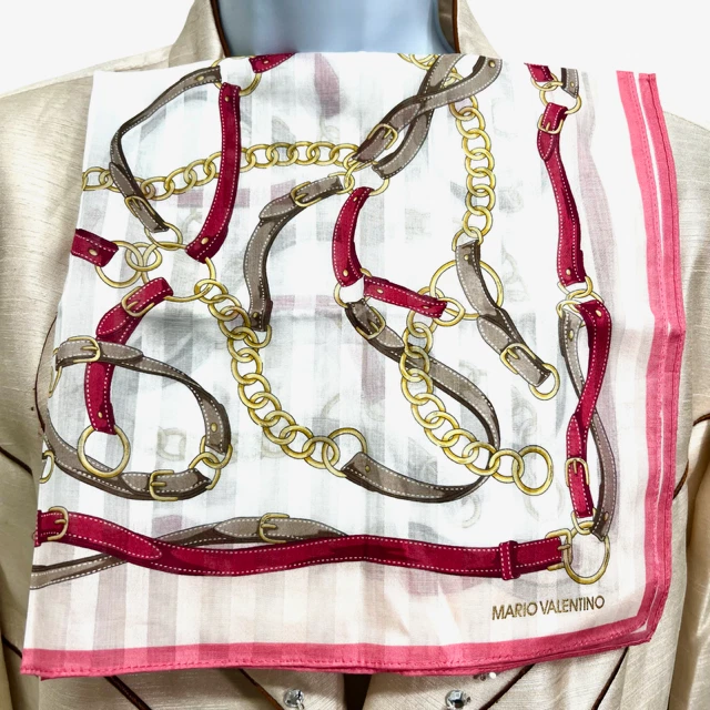 "Nueva mini bufanda MARIO VALENTINO algodón/seda 21,5"" cadena de oro rosa brillante (72)" Foto 2 de 4