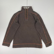 WHITE STUFF Jumper Small Brown Men's 100 Cotton 1/4 Zip Pullover Casual Outdoor