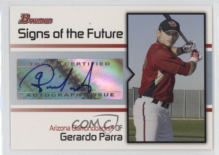 2008 Bowman Signs of the Future Gerardo Parra #SOF-GP Auto 1u5y