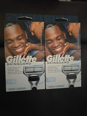 2 Gillette SkinGuard Razor Kits Shave Sensitive Skin 1 Razor 1 Cartridge (D9)