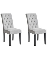 Polsterstuhl Grau 2Er Set Beine Aus Kiefernholz Glamour Stil Velva