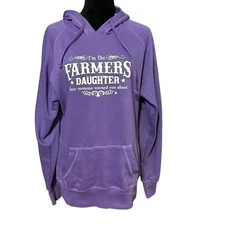 Case IH Womens XL Hoodie Purple I'm The Farmer's Daughter Graphic Sweatshirt