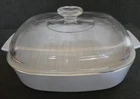 Vintage Corning Ware M-10-GR-B 10” Cooker White Pyrex Lid A-12-C Made In USA