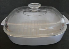 Vintage Corning Ware M-10-GR-B 10” Cooker White Pyrex Lid A-12-C Made In USA