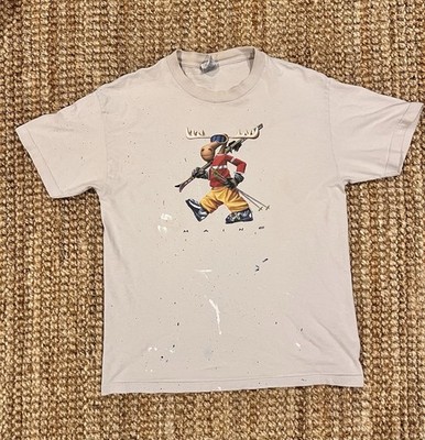 Maine Moose Shirt Distressed Vintage Men s Large