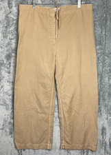 Nili Lotan Pants Womens M Tan Wide Leg High Rise Linen Cotton Button Fly Tie