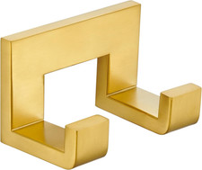 Brushed Gold Towel Hook for Bathroom, 304 Stainless Steel Square Double Robe Hoo