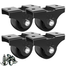 DSL Heavy Duty Caster Wheels Set of 4 - 25Mm Rubber Wheels for Furniture - Black