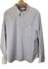 Nautica Shirt Men  s Sz XL Blue White Striped Button Up Long Sleeve Non-Iron