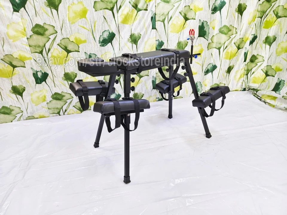 Banco de azotes portátil BDSM color negro con reposacabezas y soporte Foto 4 de 4