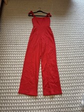 Anthropologie BHLDN Theia Trinity jumpsuit red tie strap fitted bodice, size 0