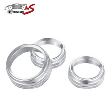 Silver AC Radio Switch Trim Ring Knob Cover for Dodge Challenger/Charger 2015-20