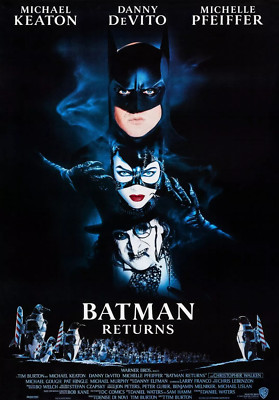BATMAN RETURNS ORIGINAL MINT ROLLED 27''x40'' THEATRICAL MOVIE POSTER 1992 KEATON
