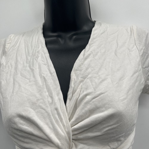 Women's Wasabi And Mint White Short Sleeve Crossover Cropped Top Size Small BP1 - Picture 2 of 11