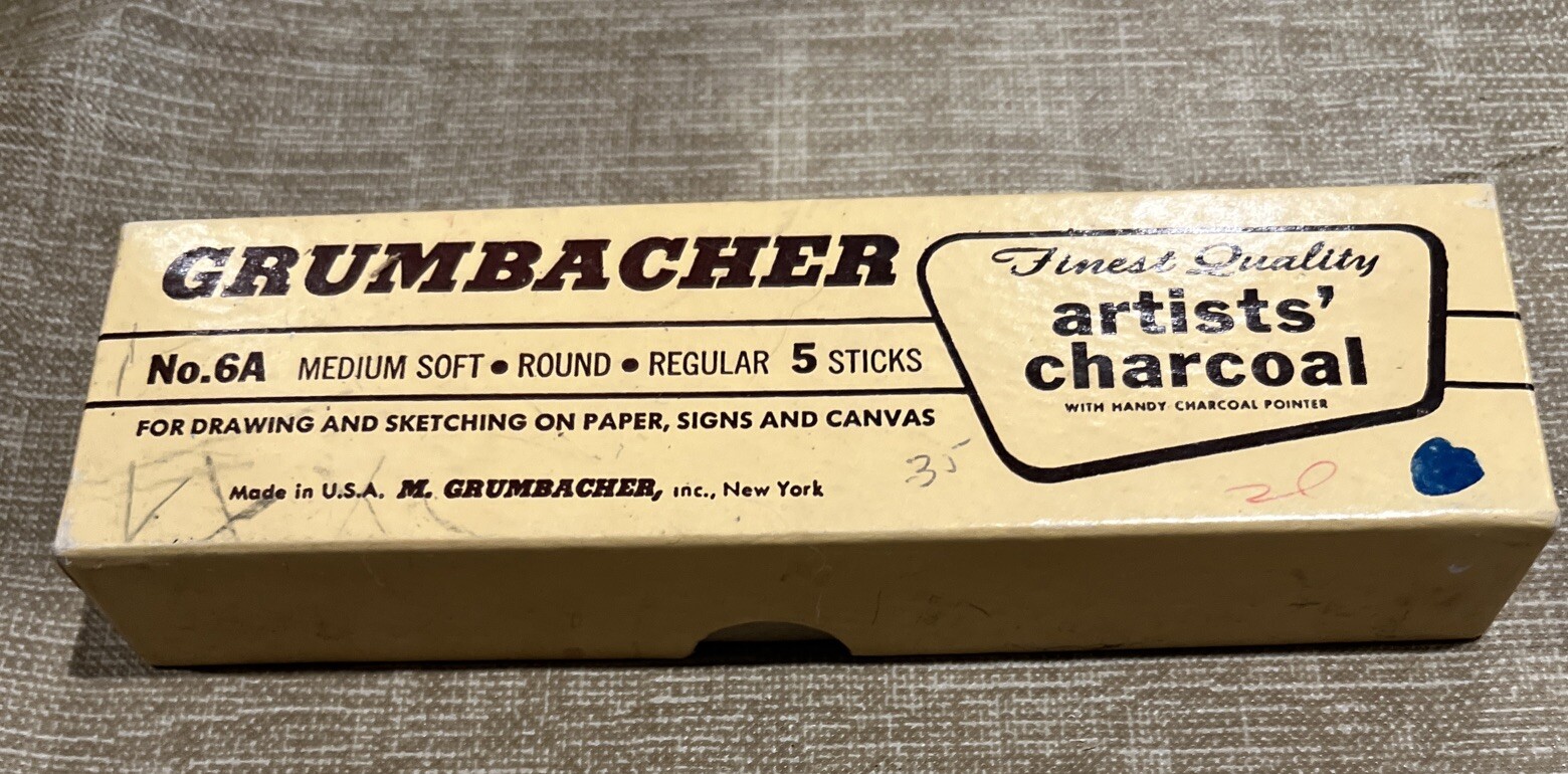Grumbacher Artist’s Charcoal No. 6A Medium Soft Regular 5 Sticks