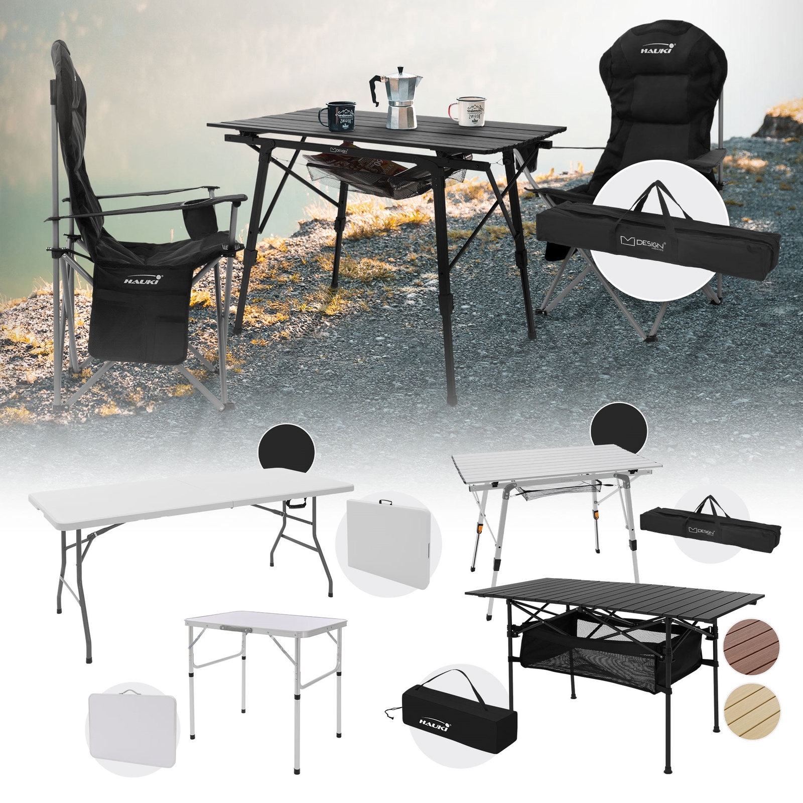 Set de camping mesa / silla plegable multifuncional portatil pesca playa montaña