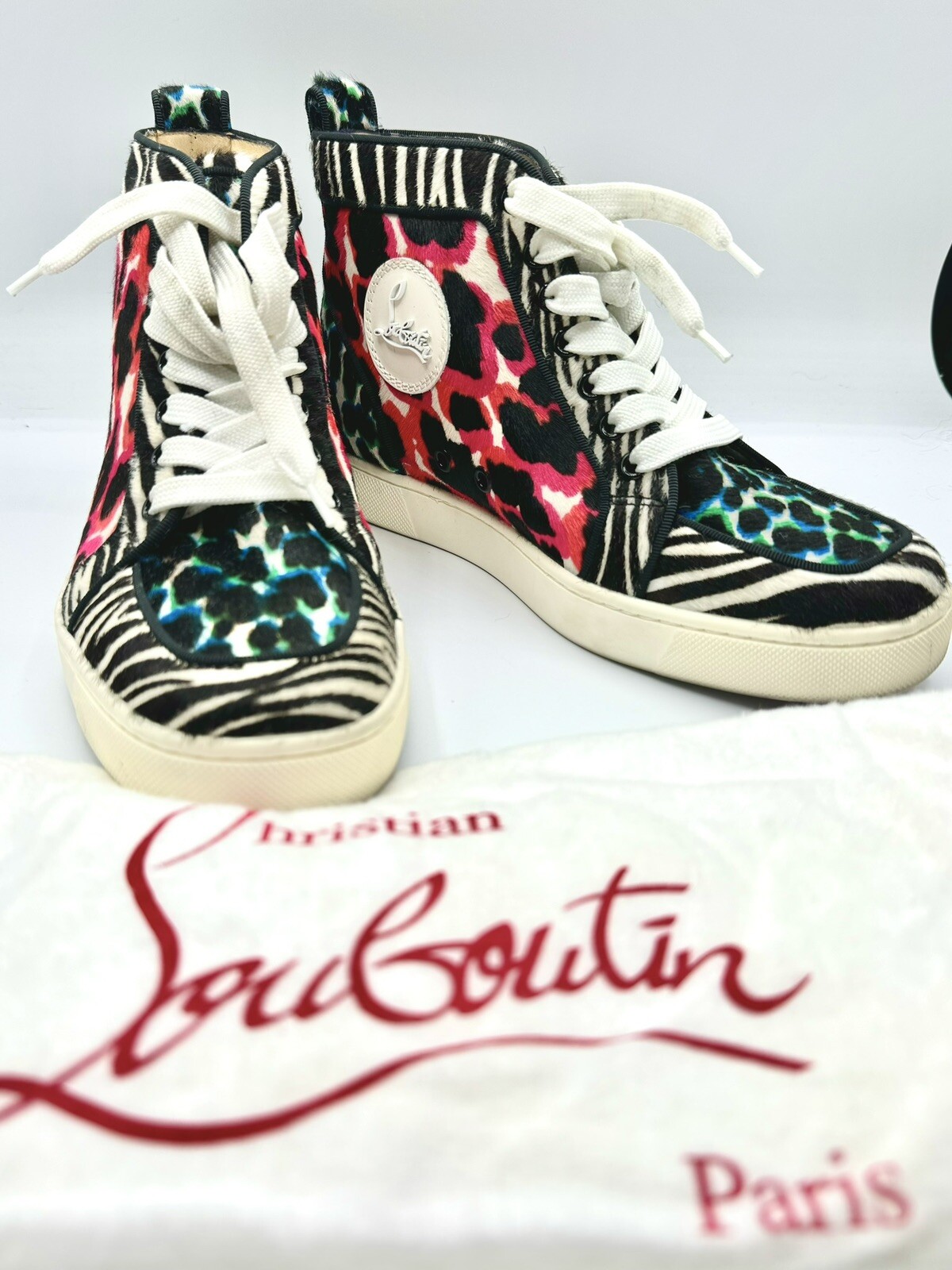 Christian Louboutin donna stampa animalier Rantus Orlato piatto pony Rita Leop taglia 38