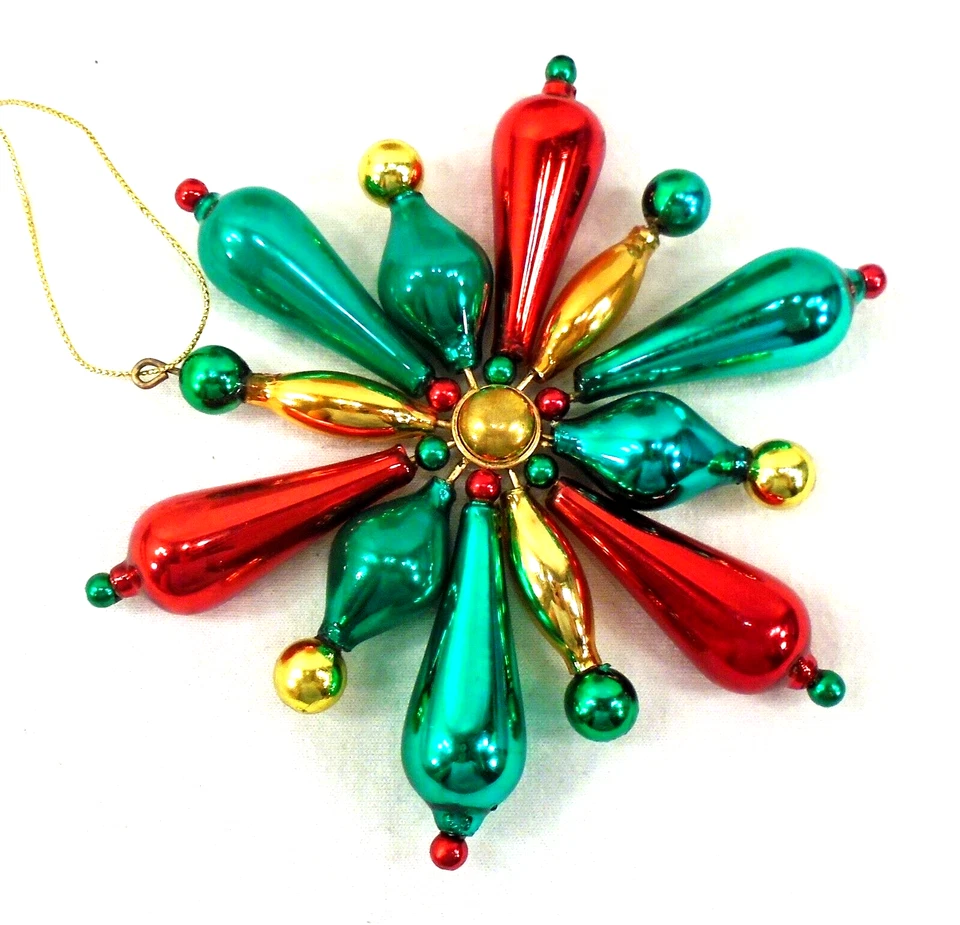 De colección Avon Raro Vidrio Brillante Cuentas Copo de Nieve Adorno de Navidad 5.5" Foto 3 de 4