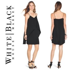 NEW WHBM Cutaway Little Black Slip Swing Dress White House Black Market 14 $150