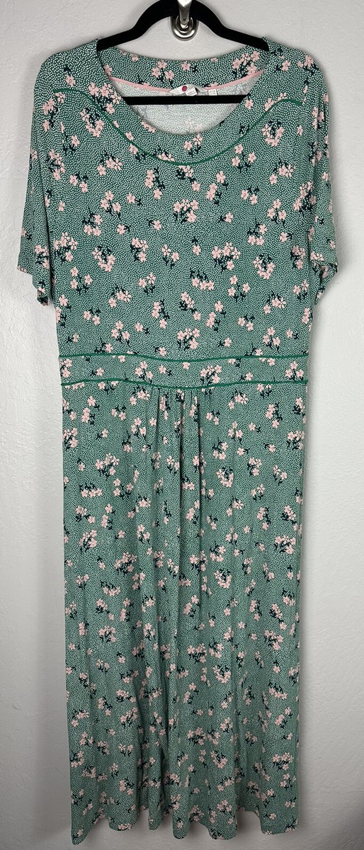 Boden Ava Jersey Floral Green Short Sleeve Modest Midi Dress Plus Size 18  LONG | eBay