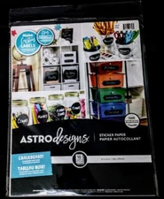 Astro Designs Sticker Paper Chalkboard! 8.5 x 11 in Make Custom Labels.