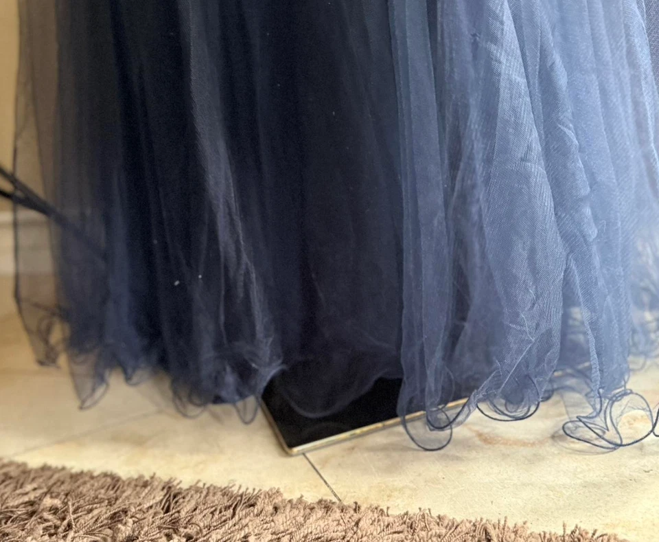 Sean Collection Sequin & Tulle Strapless Gown Sz 4 Navy - Image 2 of 4