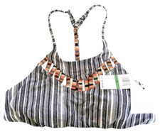  110 Red Carter Slashed Bikini Top Large 10 12 Adj Back Strap High Neck Swim NWT