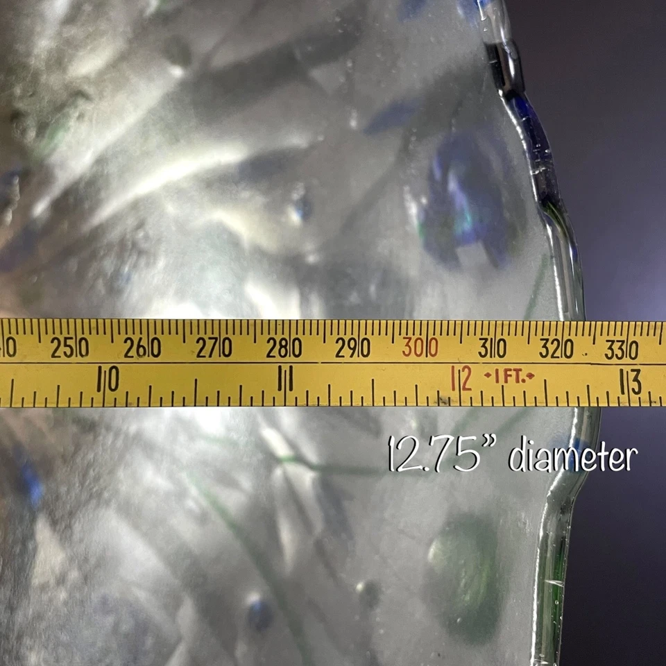 Studio Art Recycled Glass Fused Free Form Salad Serving Bowl Mexico 12.75" dia - Image 3 of 4